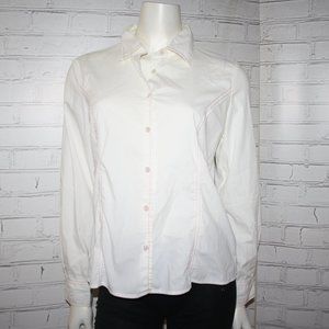 🌸👔 Fieldgear Pop · Hot Pink & White Button-Down · Size M